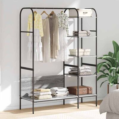 vidaXL Kleiderständer mit Regal Grau 120 x 44 x 160 cm Holzwerkstoff vidaXL Kleiderständer mit Regal Grau 120 x 44 x 160 cm Holzwerkstoff