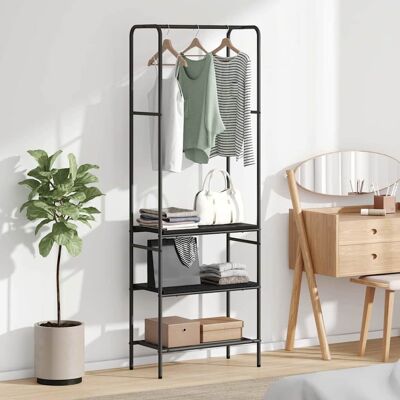 vidaXL Kleiderständer mit Regal Schwarz Eichen-Optik 60 x 30 x 171 cm vidaXL Kleiderständer mit Regal Schwarz Eichen-Optik 60 x 30 x 171 cm