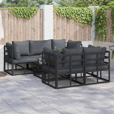 vidaXL Gartensofa-set 6 Stk. Schwarz Stahl vidaXL Gartensofa-set 6 Stk. Schwarz Stahl