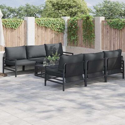 vidaXL Gartensofa-set 7 Stk. Schwarz Stahl vidaXL Gartensofa-set 7 Stk. Schwarz Stahl