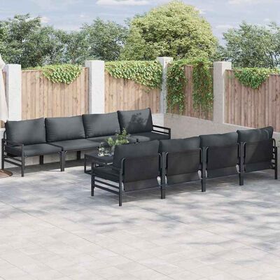 vidaXL Gartensofa-set 9 Stk. Schwarz Stahl vidaXL Gartensofa-set 9 Stk. Schwarz Stahl