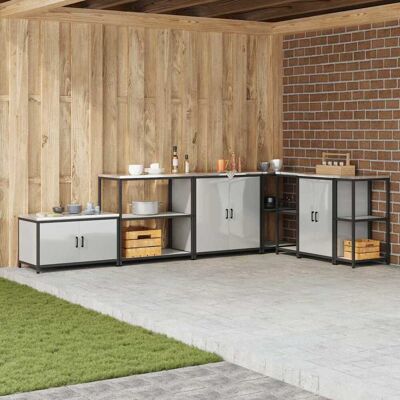 vidaXL Küchenaufbewahrung HATTEM Silber 90 x 50 x 92 cm Stahl vidaXL Küchenaufbewahrung HATTEM Silber 90 x 50 x 92 cm Stahl