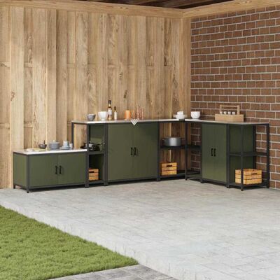 vidaXL Küchenregal HATTEM Olivgrün 30 x 50 x 92 cm Stahl vidaXL Küchenregal HATTEM Olivgrün 30 x 50 x 92 cm Stahl