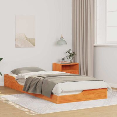 vidaXL Bettrahmen Wachsbraun 90 x 220 cm Massives Kiefernholz vidaXL Bettrahmen Wachsbraun 90 x 220 cm Massives Kiefernholz