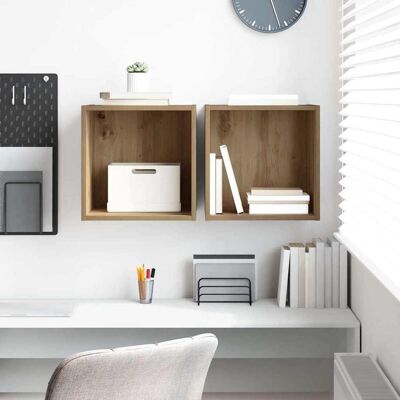 vidaXL Wandschrank Wandhalterung 2 pcs Artisan-Eiche 37 x 37 x 37 cm vidaXL Wandschrank Wandhalterung 2 pcs Artisan-Eiche 37 x 37 x 37 cm