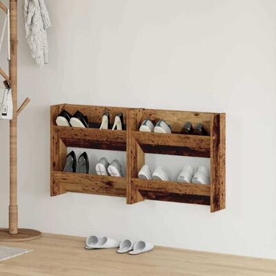 vidaXL Schuhschrank 2 Stk. 60 x 18 x 60 cm Holzwerkstoff Altholz vidaXL Schuhschrank 2 Stk. 60 x 18 x 60 cm Holzwerkstoff Altholz