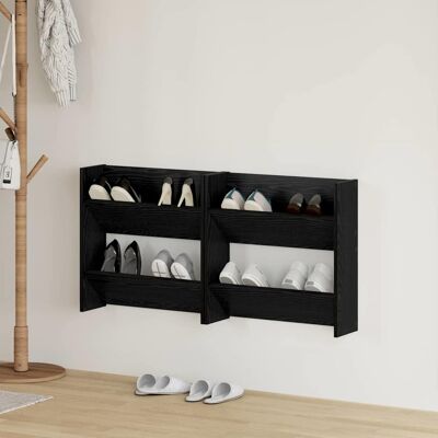 vidaXL Schuhschrank 2 pcs Schwarz Eichen-Optik 60 x 18 x 60 cm vidaXL Schuhschrank 2 pcs Schwarz Eichen-Optik 60 x 18 x 60 cm