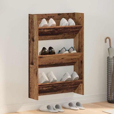 vidaXL Schuhschrank mit Regal Altholz 60 x 18 x 90 cm Holzwerkstoff vidaXL Schuhschrank mit Regal Altholz 60 x 18 x 90 cm Holzwerkstoff