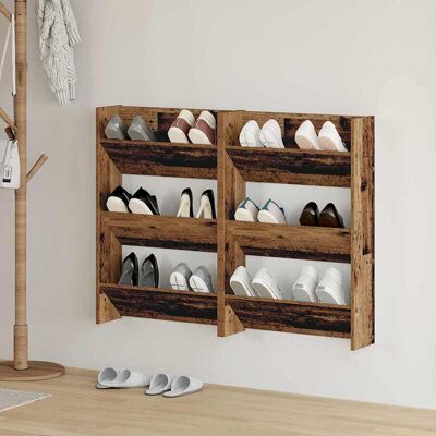 vidaXL Schuhschrank 2 pcs Altholz 60 x 18 x 90 cm Holzwerkstoff vidaXL Schuhschrank 2 pcs Altholz 60 x 18 x 90 cm Holzwerkstoff