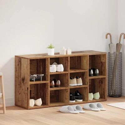 vidaXL Schuhbank mit Regal Altholz 103 x 30 x 54,5 cm Holzwerkstoff vidaXL Schuhbank mit Regal Altholz 103 x 30 x 54,5 cm Holzwerkstoff