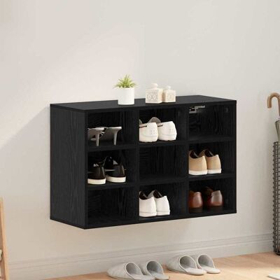 vidaXL Schuhschrank mit Regal Schwarz Eichen-Optik 77,5 x 30 x 51 cm vidaXL Schuhschrank mit Regal Schwarz Eichen-Optik 77,5 x 30 x 51 cm