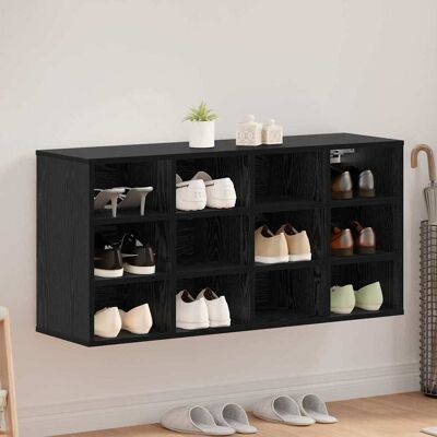 vidaXL Schuhschrank mit Regal Schwarz Eichen-Optik 103 x 30 x 51 cm vidaXL Schuhschrank mit Regal Schwarz Eichen-Optik 103 x 30 x 51 cm