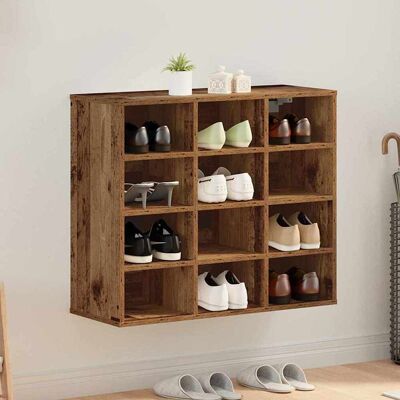 vidaXL Schuhschrank mit Regal Altholz 77,5 x 30 x 67 cm Holzwerkstoff vidaXL Schuhschrank mit Regal Altholz 77,5 x 30 x 67 cm Holzwerkstoff