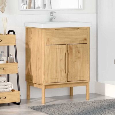 vidaXL Waschbeckenschrank mit Regal FLORO Wachsbraun 60 x 40 x 80 cm vidaXL Waschbeckenschrank mit Regal FLORO Wachsbraun 60 x 40 x 80 cm