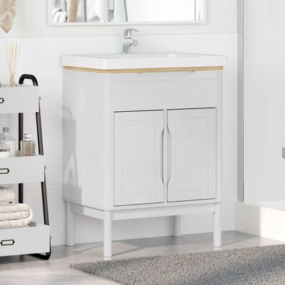 vidaXL Waschbeckenschrank mit Regal mit Tür FLORO Weiß 60 x 40 x 80 cm vidaXL Waschbeckenschrank mit Regal mit Tür FLORO Weiß 60 x 40 x 80 cm