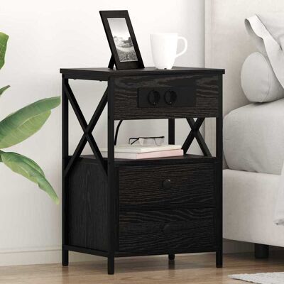 vidaXL Nachttisch Schwarz Eichen-Optik 40 x 31 x 60 cm Holzwerkstoff vidaXL Nachttisch Schwarz Eichen-Optik 40 x 31 x 60 cm Holzwerkstoff