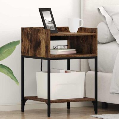 vidaXL Nachttisch mit Regal 2 pcs Geräucherte Eiche 40 x 40 x 61 cm vidaXL Nachttisch mit Regal 2 pcs Geräucherte Eiche 40 x 40 x 61 cm