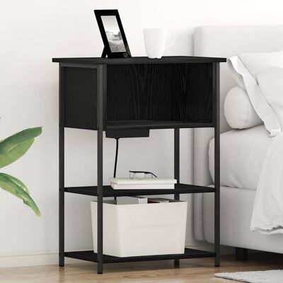 vidaXL Nachttisch Schwarz Eichen-Optik 55 x 31 x 76 cm Holzwerkstoff vidaXL Nachttisch Schwarz Eichen-Optik 55 x 31 x 76 cm Holzwerkstoff