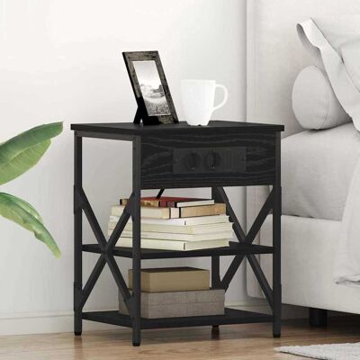 vidaXL Nachttisch mit Regal 2 pcs Schwarz Eichen-Optik 41 x 31 x 51 cm vidaXL Nachttisch mit Regal 2 pcs Schwarz Eichen-Optik 41 x 31 x 51 cm
