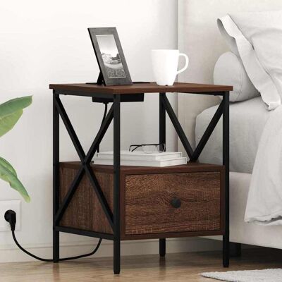 vidaXL Nachttisch 2 pcs Braun Eichen-Optik 41,5 x 40,5 x 55 cm vidaXL Nachttisch 2 pcs Braun Eichen-Optik 41,5 x 40,5 x 55 cm