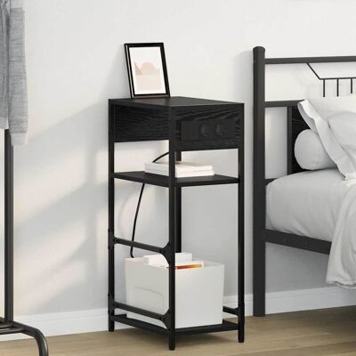 vidaXL Nachttisch Schwarz Eichen-Optik 40 x 27 x 76 cm Holzwerkstoff vidaXL Nachttisch Schwarz Eichen-Optik 40 x 27 x 76 cm Holzwerkstoff