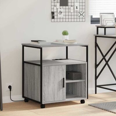 vidaXL Schrank mit Ladestation Mit Rad Graues Sonoma 61 x 46 x 67 cm vidaXL Schrank mit Ladestation Mit Rad Graues Sonoma 61 x 46 x 67 cm
