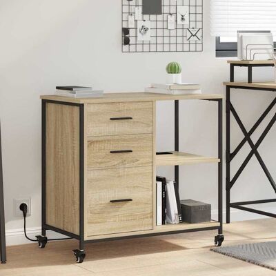 vidaXL Schrank mit Ladestation Mit Rad Sonoma-Eiche 76 x 41 x 72 cm vidaXL Schrank mit Ladestation Mit Rad Sonoma-Eiche 76 x 41 x 72 cm