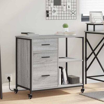 vidaXL Schrank mit Ladestation Mit Rad Graues Sonoma 76 x 41 x 72 cm vidaXL Schrank mit Ladestation Mit Rad Graues Sonoma 76 x 41 x 72 cm