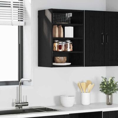 vidaXL Hängeschrank mit Regal Schwarz Eichen-Optik 40 x 29,5 x 60 cm vidaXL Hängeschrank mit Regal Schwarz Eichen-Optik 40 x 29,5 x 60 cm