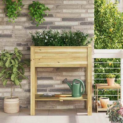 vidaXL Hoher Pflanzer mit Regal Braun 85,5 x 46,5 x 96 cm vidaXL Hoher Pflanzer mit Regal Braun 85,5 x 46,5 x 96 cm