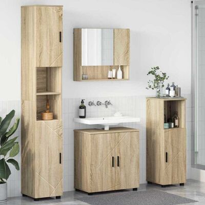 vidaXL Badezimmermöbel-Set 4 pcs Sonoma-Eiche Holzwerkstoff & Metall vidaXL Badezimmermöbel-Set 4 pcs Sonoma-Eiche Holzwerkstoff & Metall