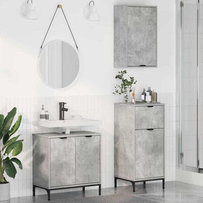 vidaXL Badezimmermöbel Set mit Regal 3 pcs Betongrau Holzwerkstoff vidaXL Badezimmermöbel Set mit Regal 3 pcs Betongrau Holzwerkstoff