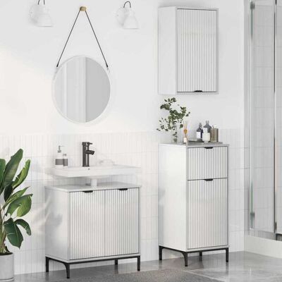 vidaXL Badezimmermöbel Set mit Tür 3 pcs Hochglanz-Weiß Holzwerkstoff vidaXL Badezimmermöbel Set mit Tür 3 pcs Hochglanz-Weiß Holzwerkstoff