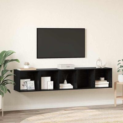 vidaXL TV-Schrank Set 2 Stk. Schwarz Eichen-Optik Holzwerkstoff vidaXL TV-Schrank Set 2 Stk. Schwarz Eichen-Optik Holzwerkstoff