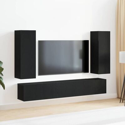 vidaXL TV-Schrankset 5 pcs Schwarz Eichen-Optik 190,5 x 30 x 30,5 cm vidaXL TV-Schrankset 5 pcs Schwarz Eichen-Optik 190,5 x 30 x 30,5 cm