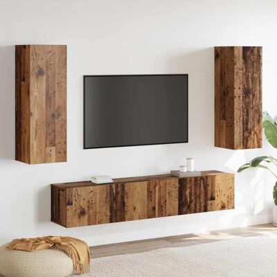 vidaXL TV-Schrankset Wandmontiert 4 pcs Altholz Holzwerkstoff vidaXL TV-Schrankset Wandmontiert 4 pcs Altholz Holzwerkstoff