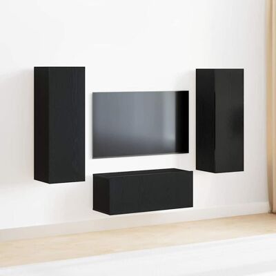 vidaXL TV-Schrankset 3 pcs Schwarz Eichen-Optik Holzwerkstoff vidaXL TV-Schrankset 3 pcs Schwarz Eichen-Optik Holzwerkstoff