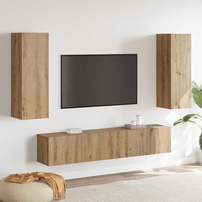 vidaXL TV-Schrankset Wandmontiert 4 pcs Artisan-Eiche Holzwerkstoff vidaXL TV-Schrankset Wandmontiert 4 pcs Artisan-Eiche Holzwerkstoff