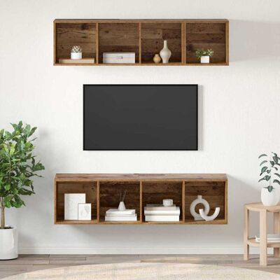vidaXL TV-Schrankset Wandmontiert 3 pcs Altholz Holzwerkstoff vidaXL TV-Schrankset Wandmontiert 3 pcs Altholz Holzwerkstoff