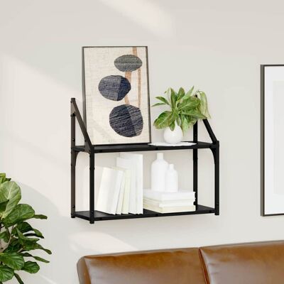 vidaXL Wandregal Wandhalterung Schwarz Eichen-Optik 60 x 21 x 51 cm vidaXL Wandregal Wandhalterung Schwarz Eichen-Optik 60 x 21 x 51 cm