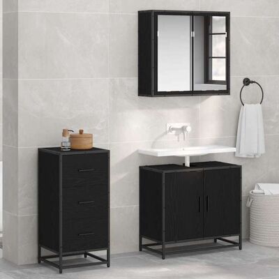 vidaXL Sideboard Schwarz Eichen-Optik 35,5 x 35 x 76 cm vidaXL Sideboard Schwarz Eichen-Optik 35,5 x 35 x 76 cm