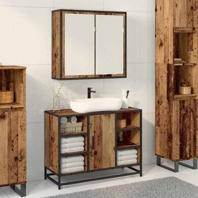 vidaXL Wandregal mit Regal Wandmontiert Altholz 65 x 20 x 60 cm vidaXL Wandregal mit Regal Wandmontiert Altholz 65 x 20 x 60 cm