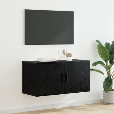 vidaXL Wandmontiertes TV-Regal Schwarz Eichen-Optik 80 x 34,5 x 40 cm vidaXL Wandmontiertes TV-Regal Schwarz Eichen-Optik 80 x 34,5 x 40 cm