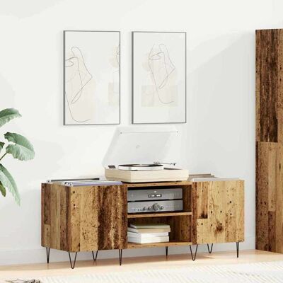 vidaXL Schallplattenschrank mit Regal mit Tür Altholz 121 x 38 x 48 cm vidaXL Schallplattenschrank mit Regal mit Tür Altholz 121 x 38 x 48 cm
