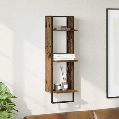vidaXL Wandregal mit Regal Altholz 30 x 25 x 100 cm Holzwerkstoff vidaXL Wandregal mit Regal Altholz 30 x 25 x 100 cm Holzwerkstoff
