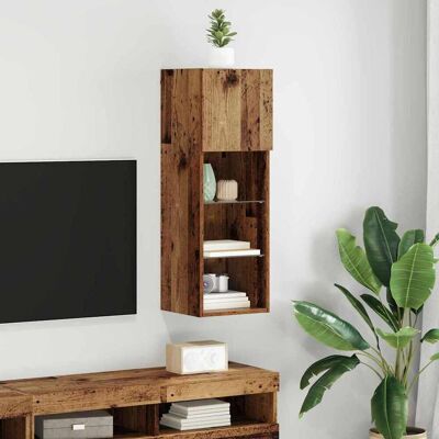 vidaXL Wandmontierter TV-Schrank mit LED Altholz 30,5 x 30 x 90 cm vidaXL Wandmontierter TV-Schrank mit LED Altholz 30,5 x 30 x 90 cm
