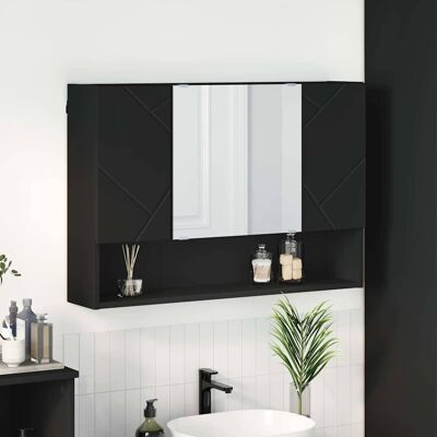 vidaXL Spiegelschrank mit Tür Schwarz 80 x 17 x 55 cm Holzwerkstoff vidaXL Spiegelschrank mit Tür Schwarz 80 x 17 x 55 cm Holzwerkstoff
