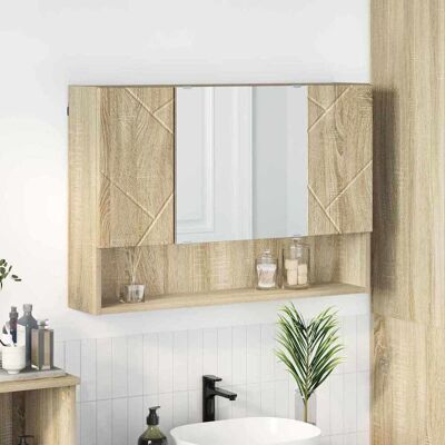 vidaXL Spiegelschrank Sonoma-Eiche 80 x 17 x 55 cm Holzwerkstoff vidaXL Spiegelschrank Sonoma-Eiche 80 x 17 x 55 cm Holzwerkstoff