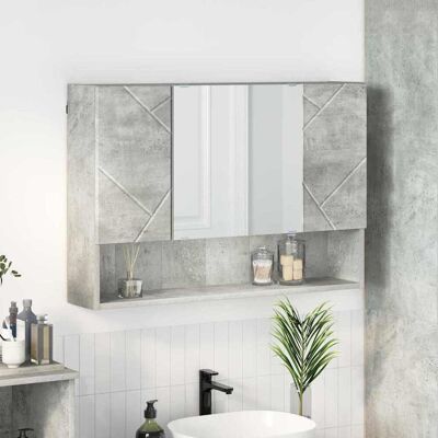 vidaXL Spiegelschrank mit Tür Beton Grau 80 x 17 x 55 cm Holzwerkstoff vidaXL Spiegelschrank mit Tür Beton Grau 80 x 17 x 55 cm Holzwerkstoff