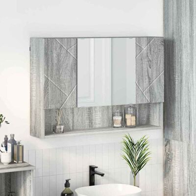 vidaXL Spiegelschrank Graues Sonoma 80 x 17 x 55 cm Holzwerkstoff vidaXL Spiegelschrank Graues Sonoma 80 x 17 x 55 cm Holzwerkstoff